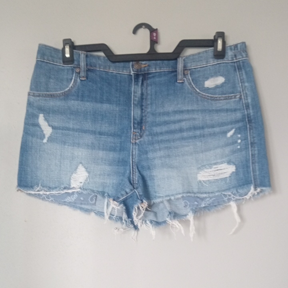 Aerie Blue Distressed Jean Shorts